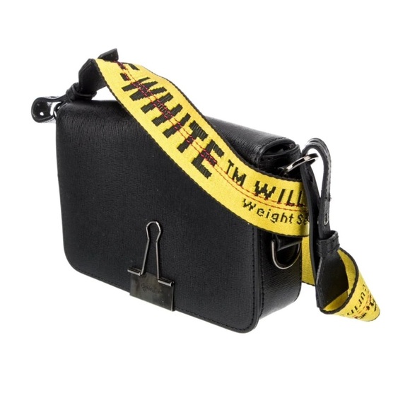 Off White Binder Clip Black Leather Crossbody Bag - Picture 3 of 12